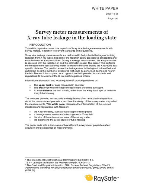 white paper test for leakage|x ray tube leakage survey meter.